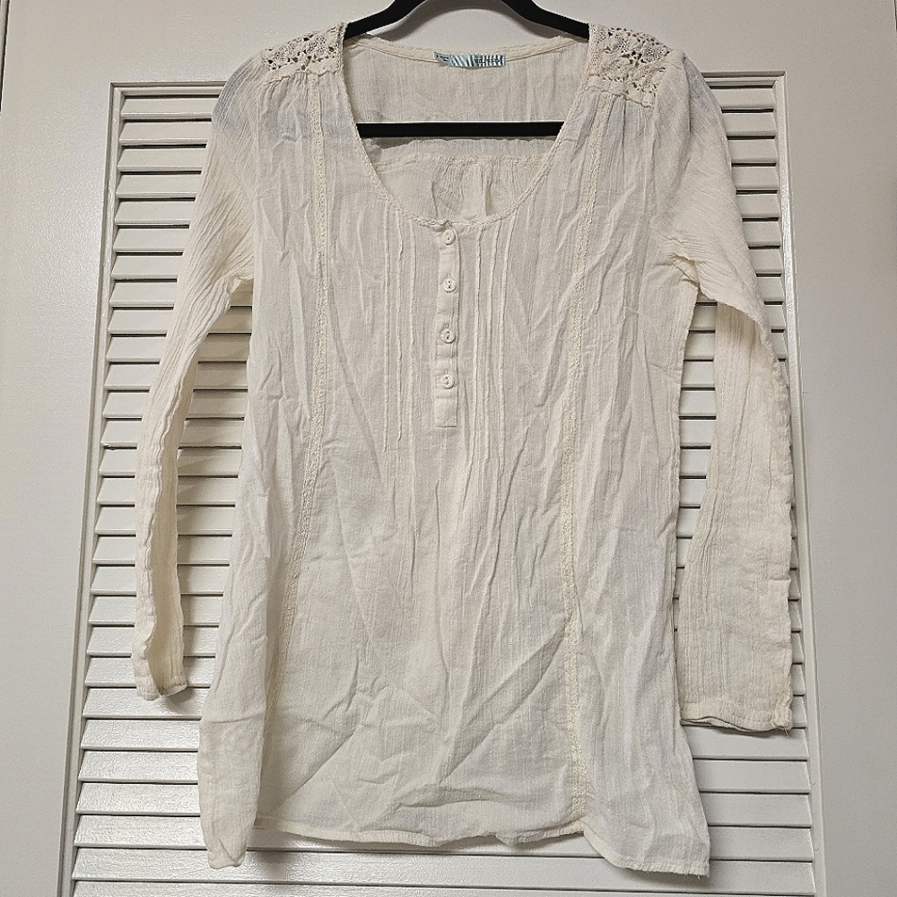 Maurices - 100% Cotton Bohemian Lightweight Long-Sleeve Button Top